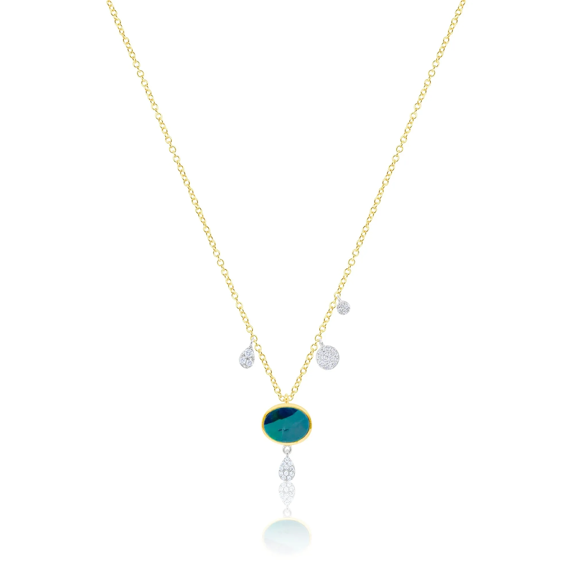 Yellow Gold Opal and Diamond Necklace sold by Meira T