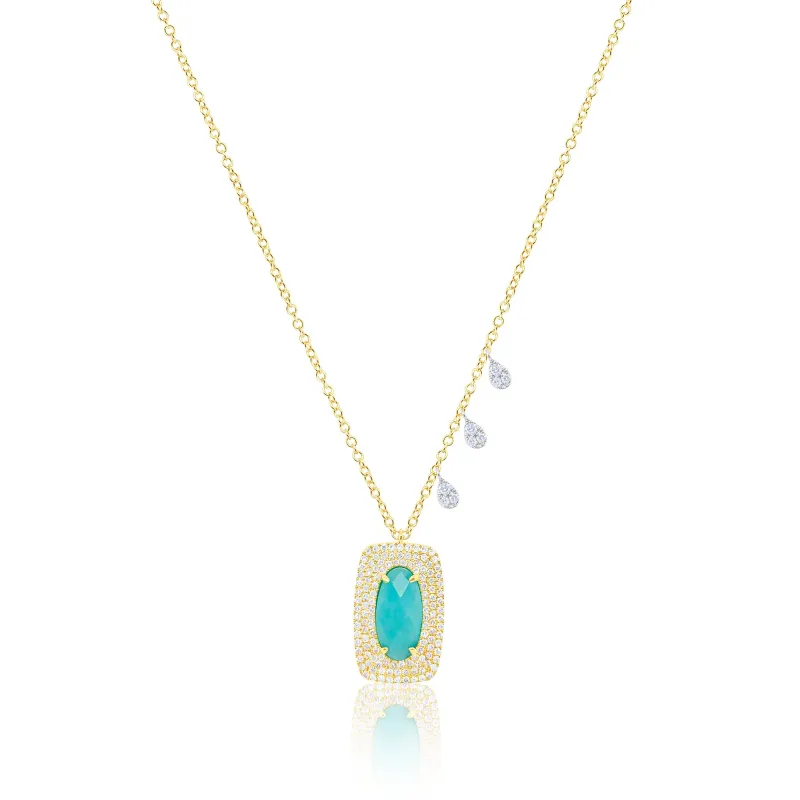 14kt Yellow Gold Amazonite Diamond Necklace sold by Meira T