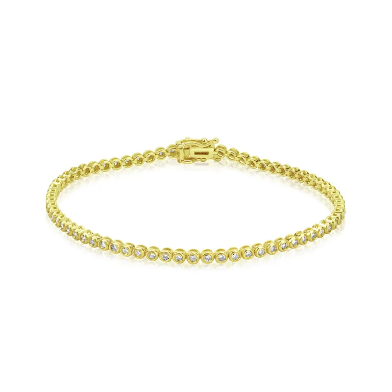 Yellow Gold Diamonds Bezel Tennis Bracelet sold by Meira T