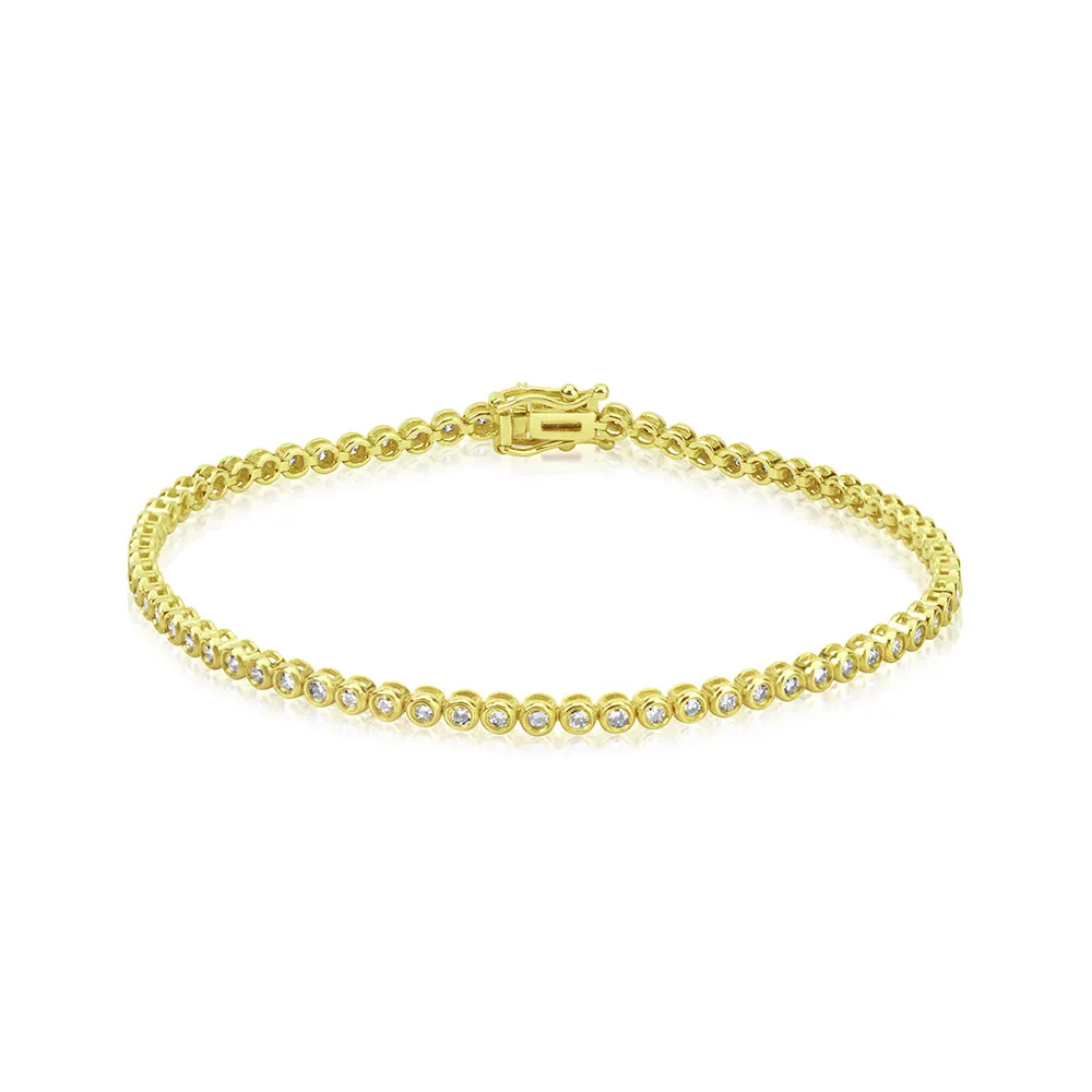 Yellow Gold Diamonds Bezel Tennis Bracelet sold by Meira T