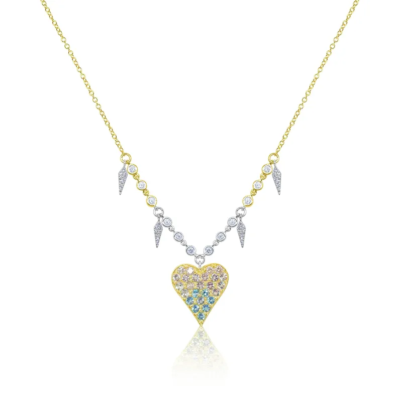 Blue Topaz and Diamond Heart Necklace sold by Meira T