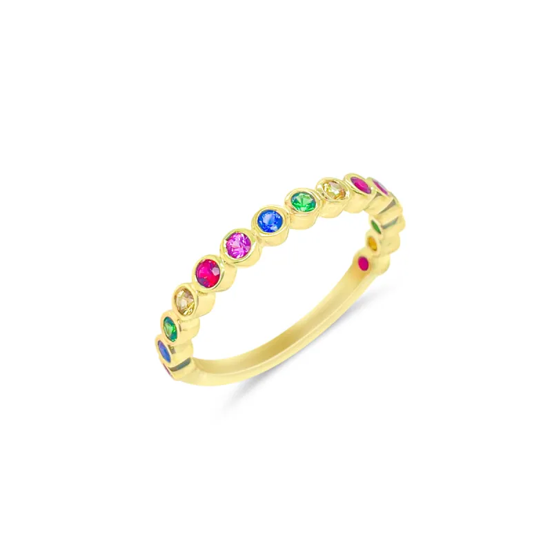 Yellow Gold Rainbow Bezel Ring sold by Meira T