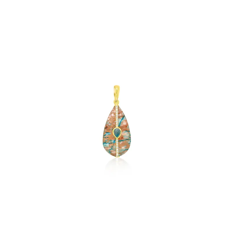 Yellow Gold Turquoise Blue Topaz Charm sold by Meira T