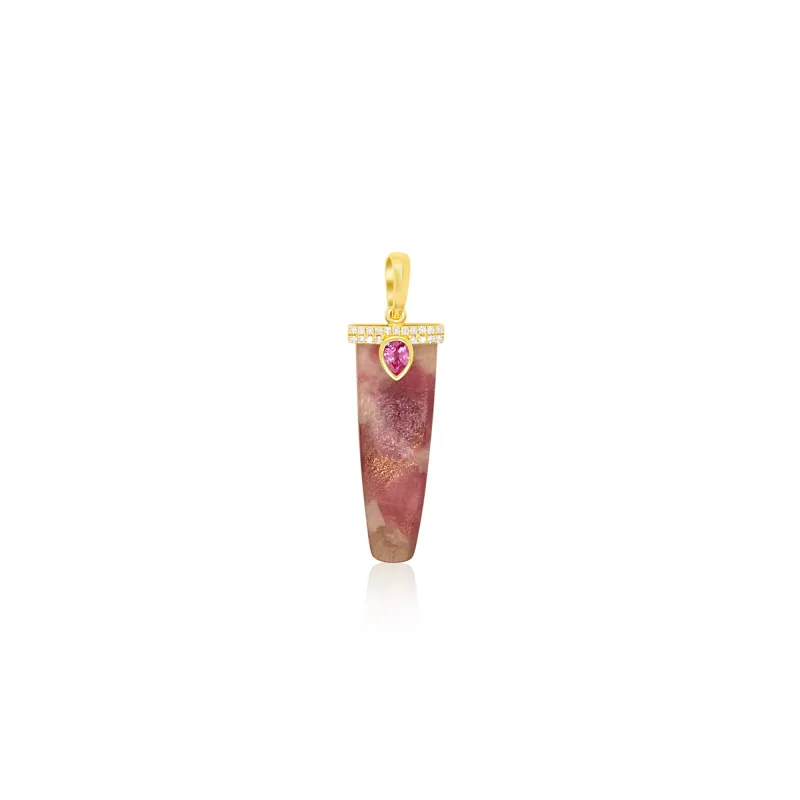 Yellow Gold Pink Sapphire and Tourmaline Charm sold by Meira T