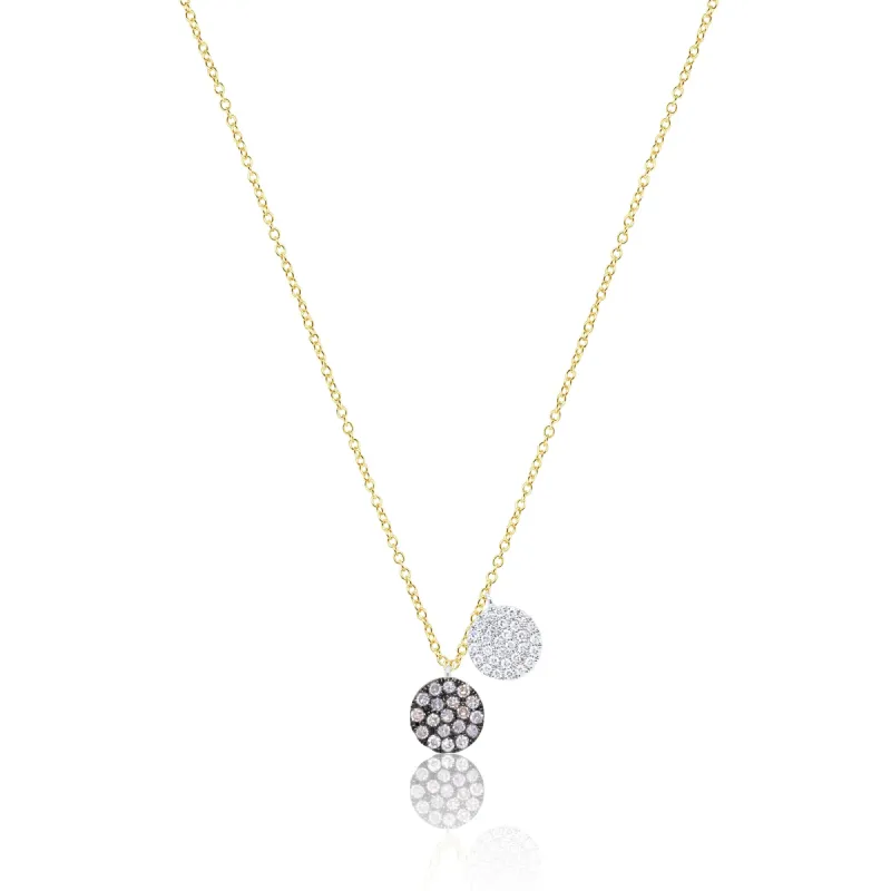 Brown Diamond White Diamond Yellow Gold Disc Necklace sold by Meira T