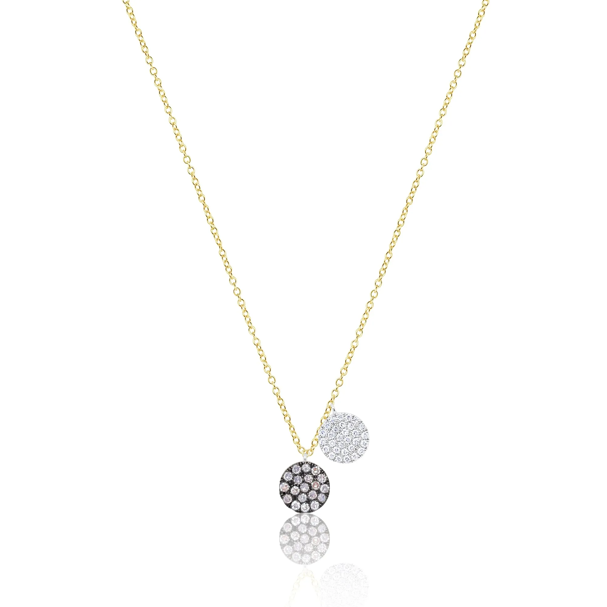 Brown Diamond White Diamond Yellow Gold Disc Necklace sold by Meira T