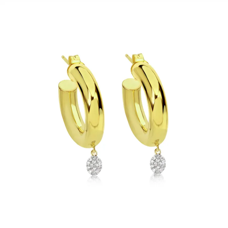 Chunky Yellow Gold Diamond Hoops sold by Meira T