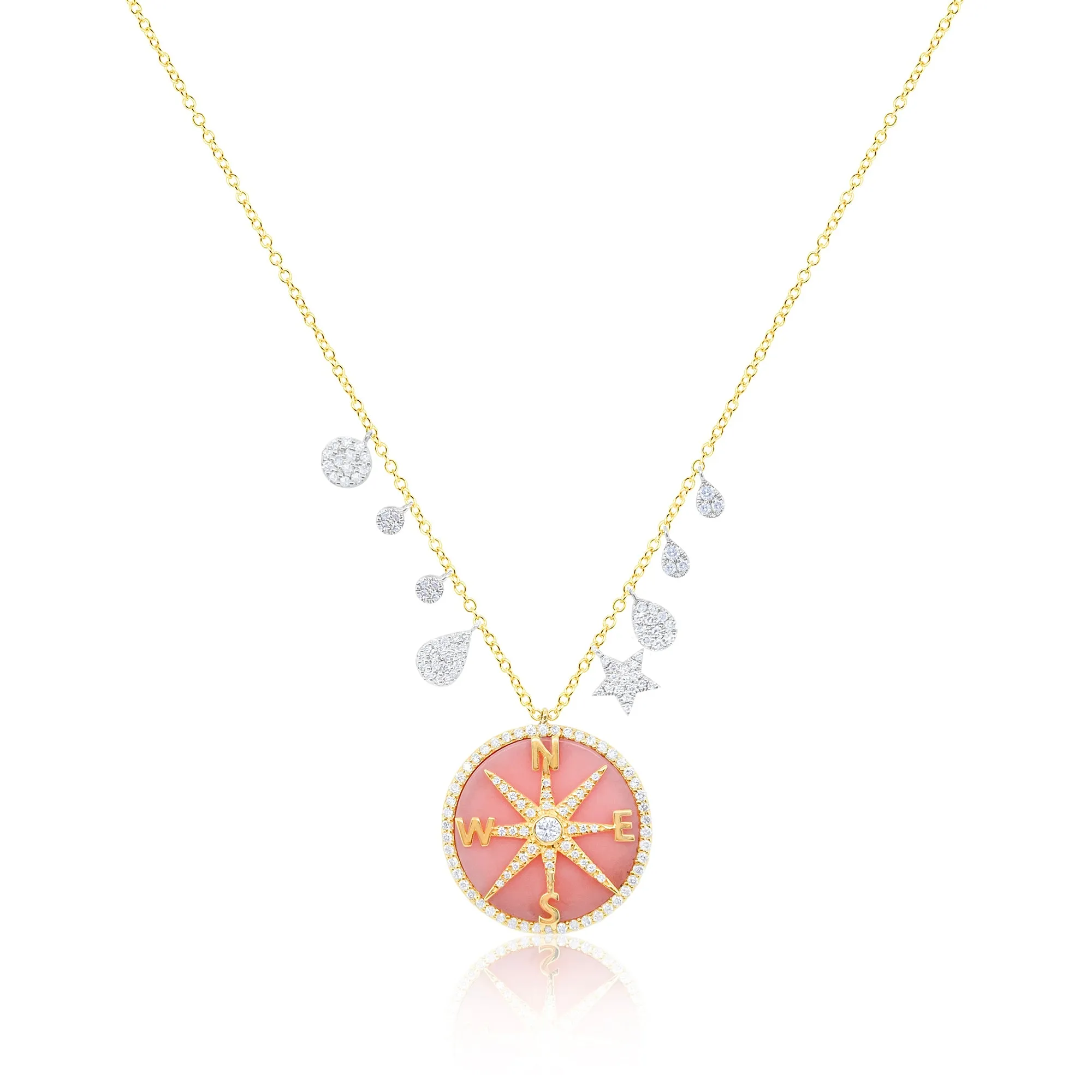 14kt Yellow Gold Pink Compass Diamond Necklace sold by Meira T