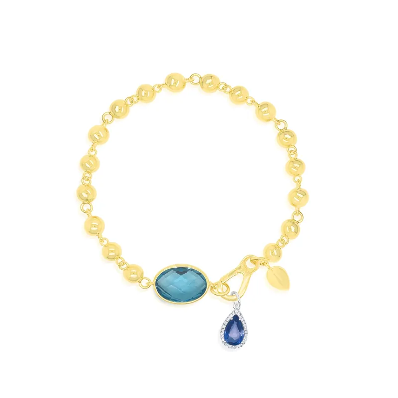Blue Topaz and Sapphire Ball Chain Bracelet sold by Meira T