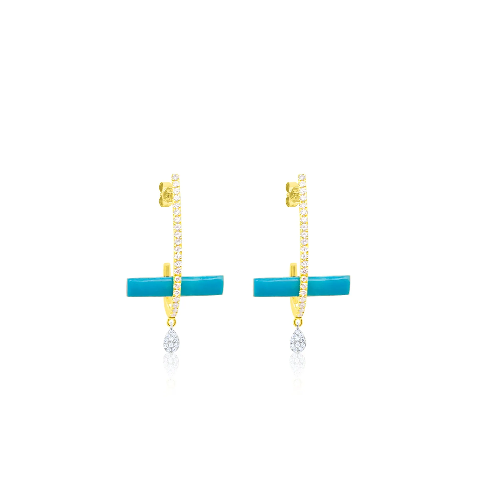 Yellow Gold Turquoise Earrings sold by Meira T