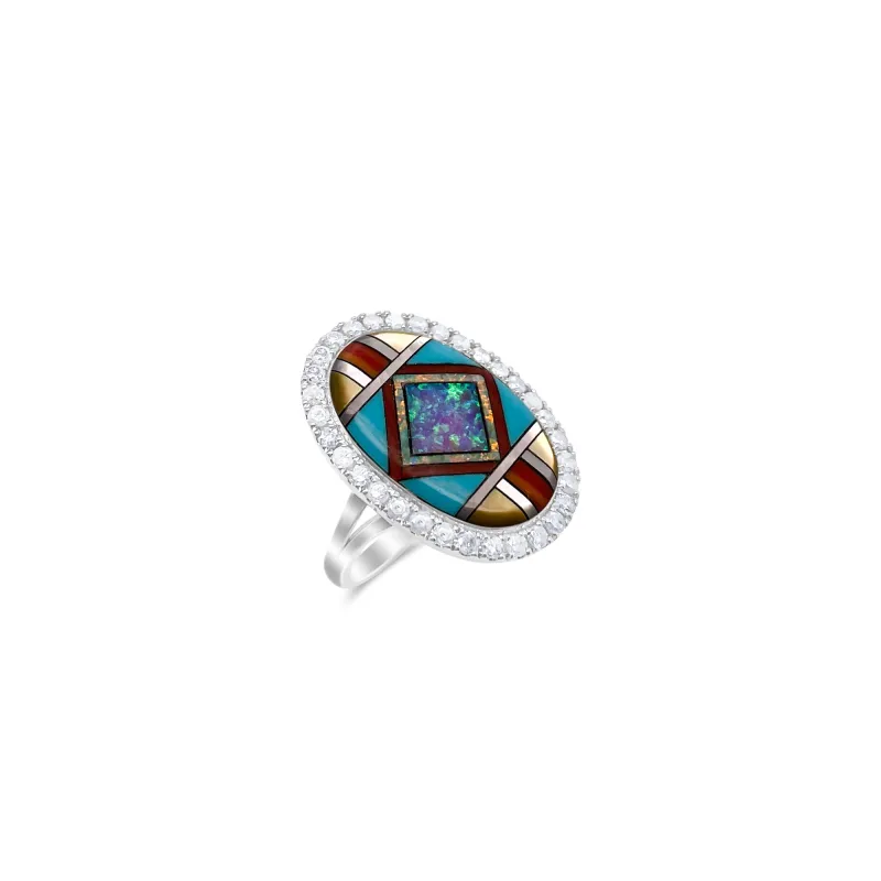 Silver and Diamond Pattern work and Diamond Ring sold by Meira T