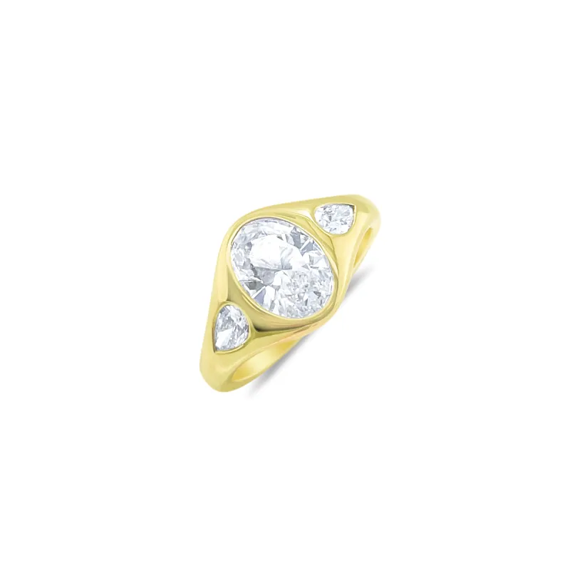 Three-Stone LAB Bezel Ring sold by Meira T