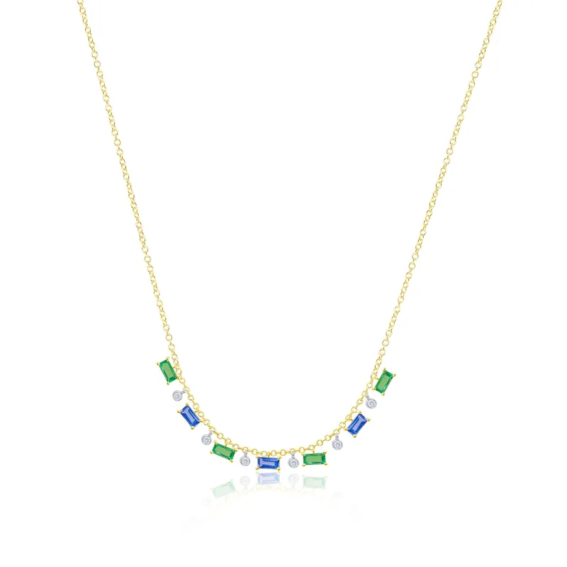 Emerald and Blue Sapphire Diamond Necklace sold by Meira T