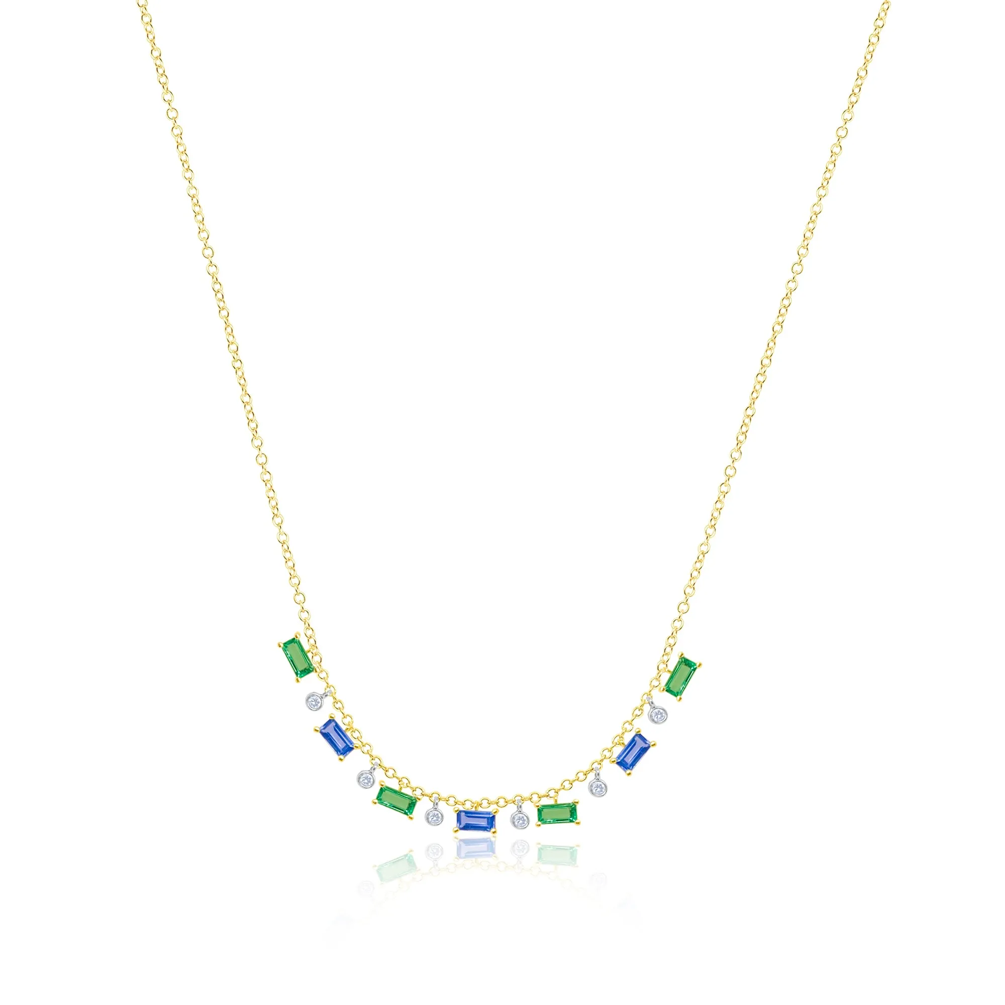 Emerald and Blue Sapphire Diamond Necklace sold by Meira T