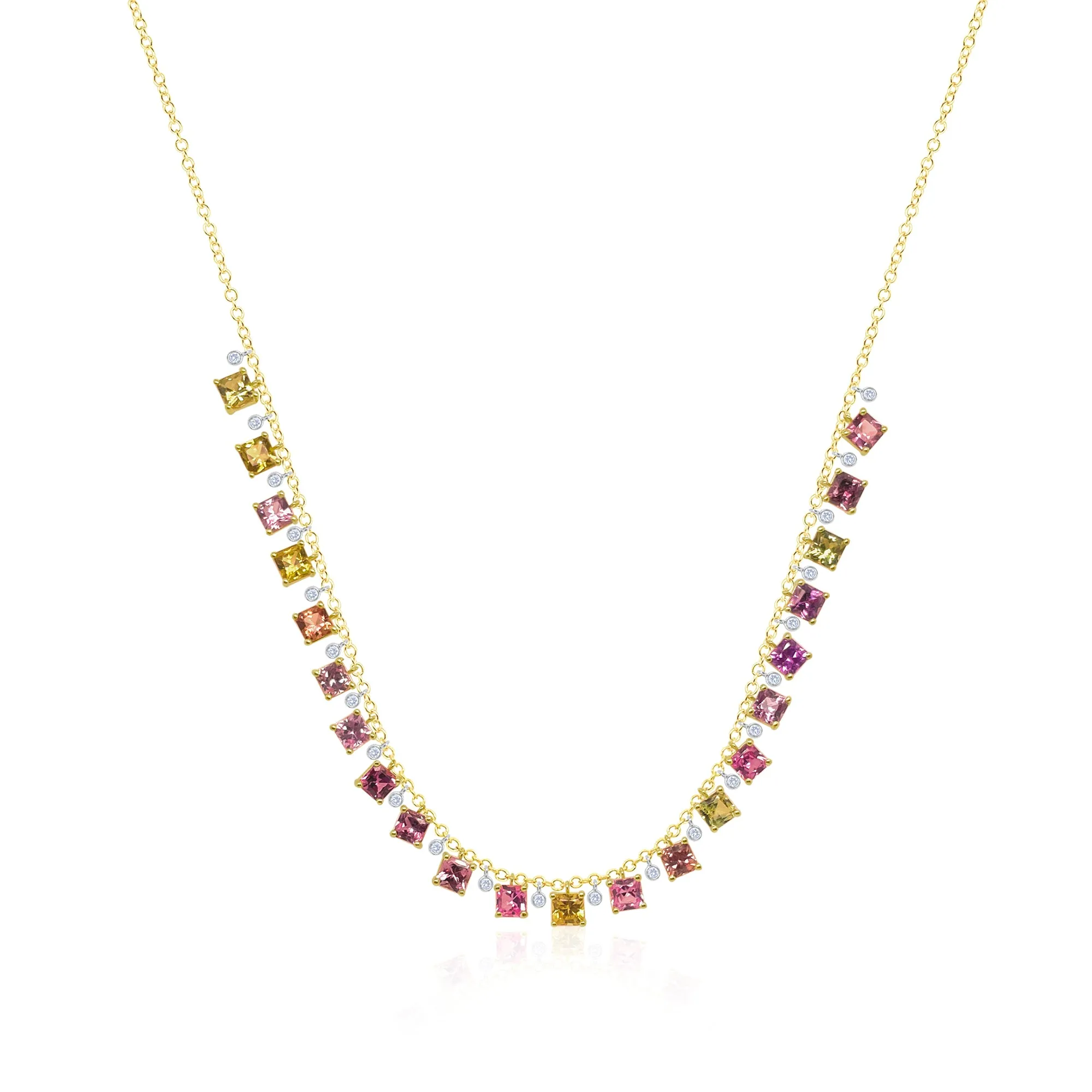 14kt Yellow Gold Multi Color Sapphire Diamond Necklace sold by Meira T