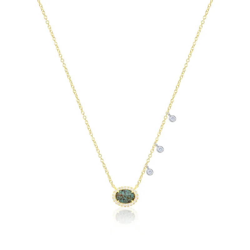 Yellow Silver Turquoise Diamond Necklace sold by Meira T