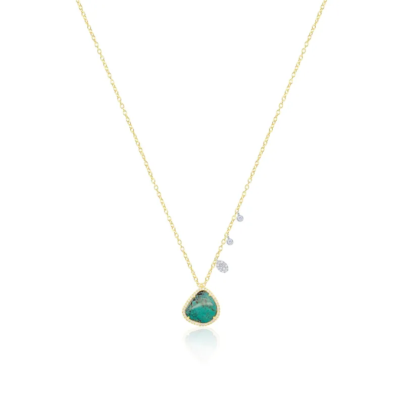 Yellow Silver Turquoise Diamond Necklace- Online Exclusive sold by Meira T
