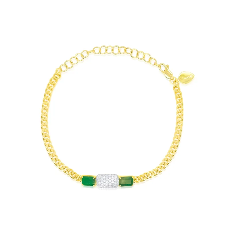 14kt Yellow Gold Meira T Diamond and Emerald Bracelet sold by Meira T