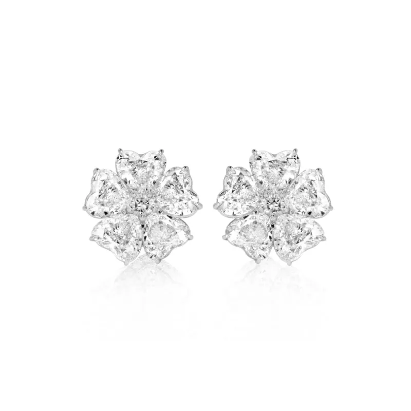 5 ct White Gold Heart Shaped Floral Studs sold by Meira T