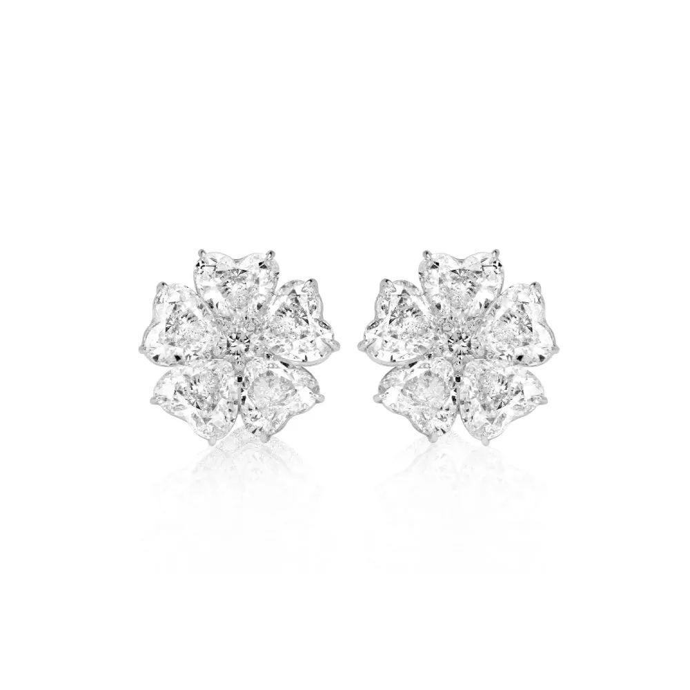 5 ct White Gold Heart Shaped Floral Studs sold by Meira T