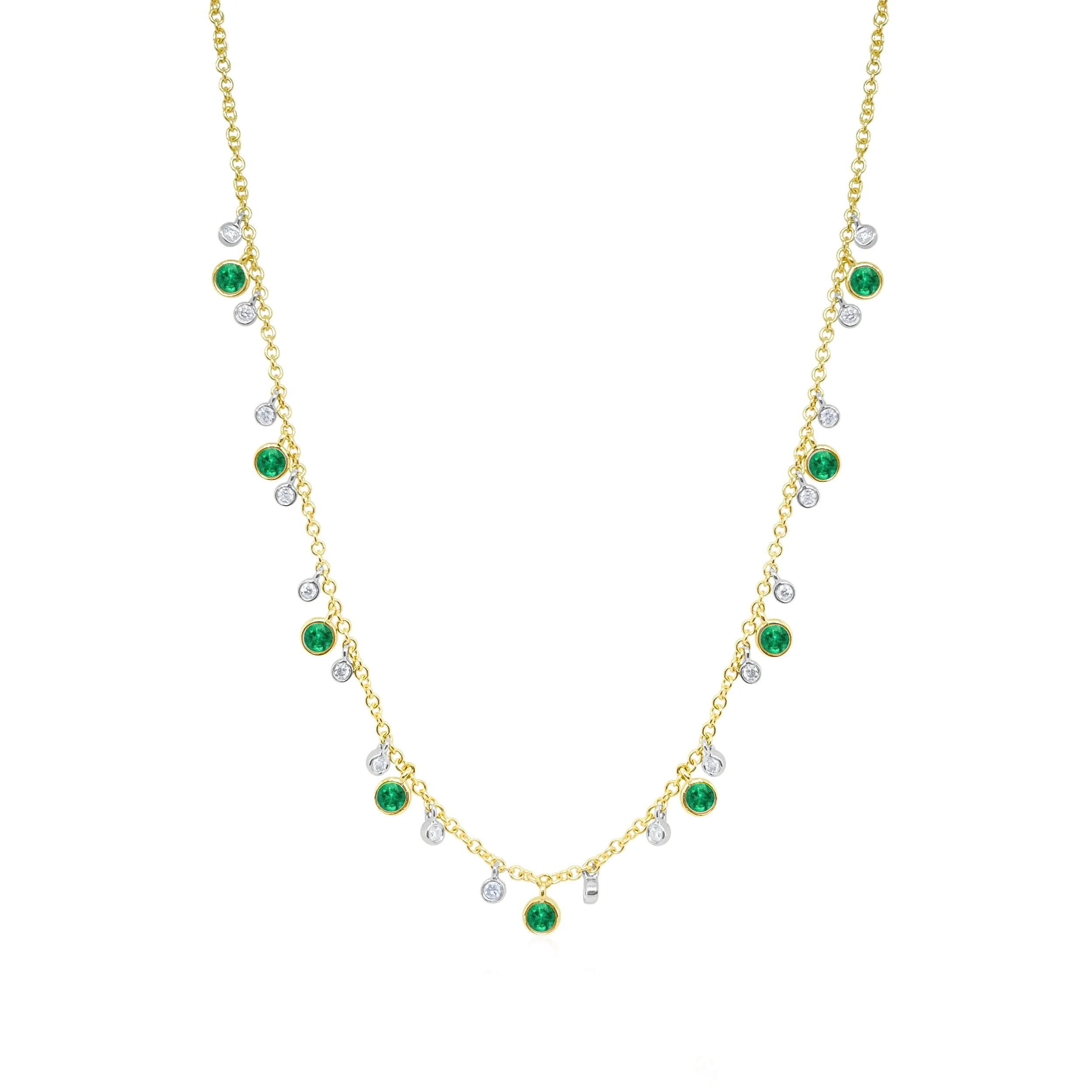 Yellow Gold and Emerald Bezel Necklace sold by Meira T