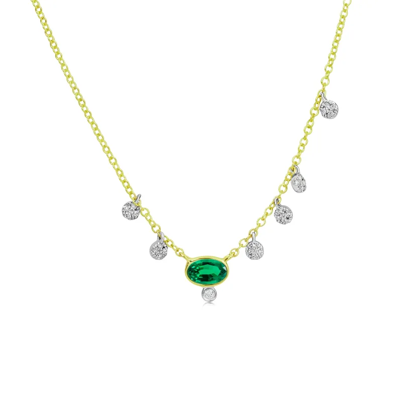Dainty Emerald and Diamond Necklace sold by Meira T