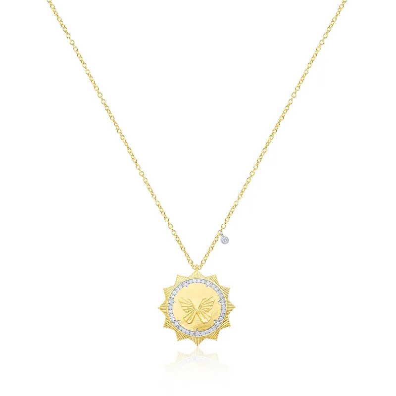 Silver Butterfly Medallion Necklace sold by Meira T