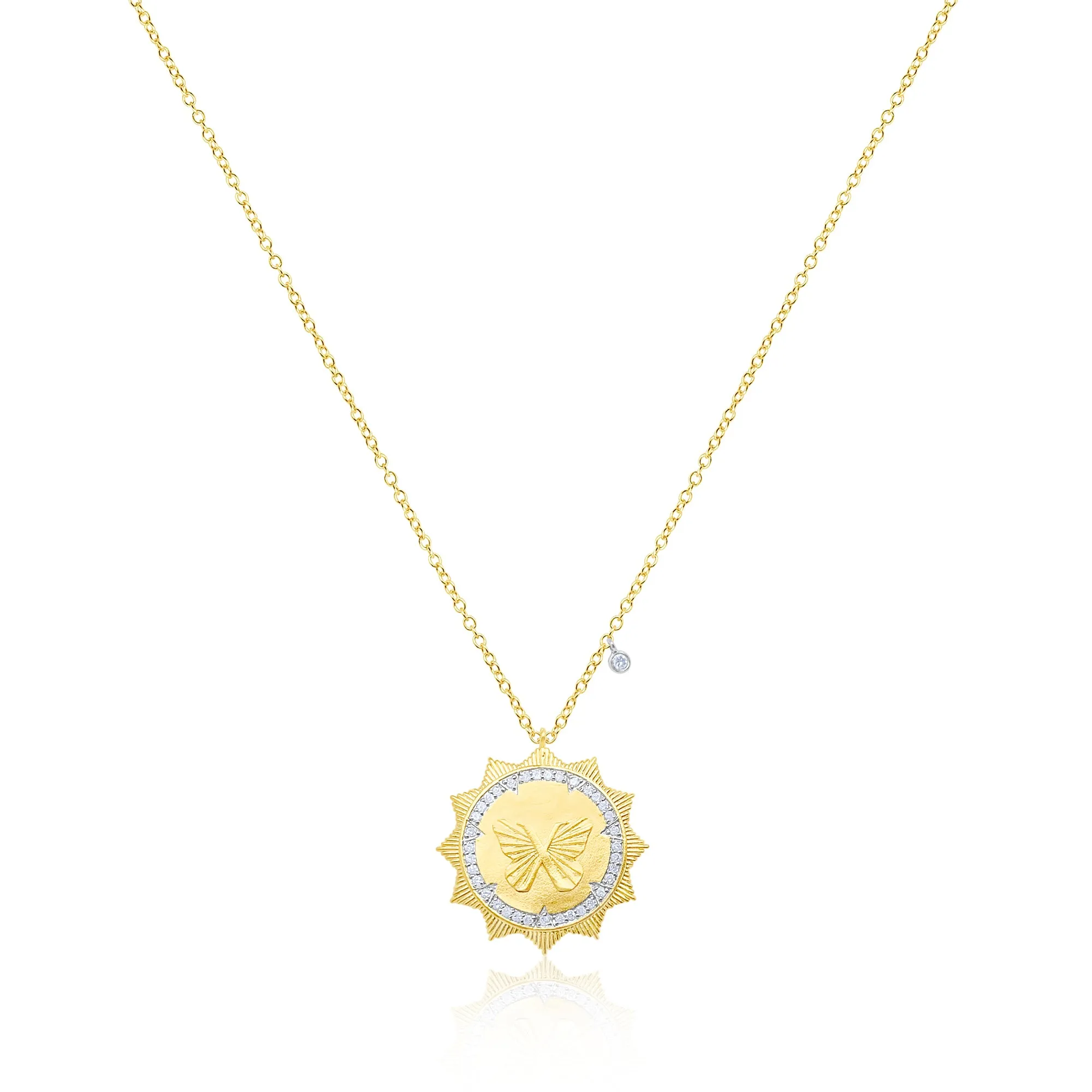 Silver Butterfly Medallion Necklace sold by Meira T