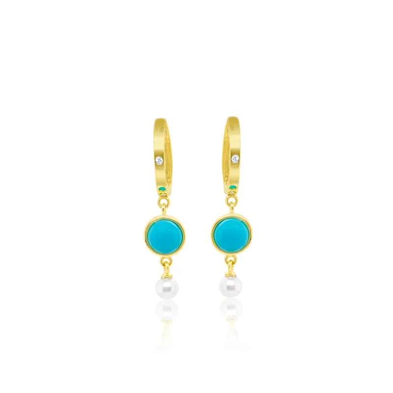 Yellow Gold Turquoise Earrings sold by Meira T