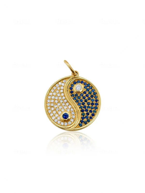 Blue Sapphire And Diamond Ying & Yang Charm sold by Meira T