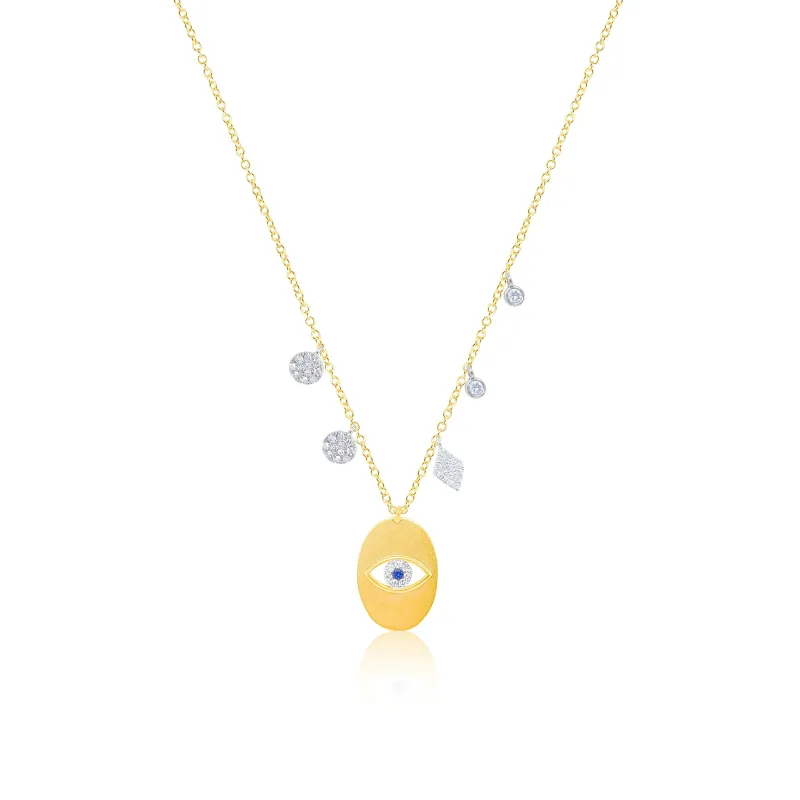 14kt Yellow Gold Evil Eye Diamond Necklace sold by Meira T