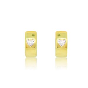Yellow Gold Diamond Heart Huggies sold by Meira T