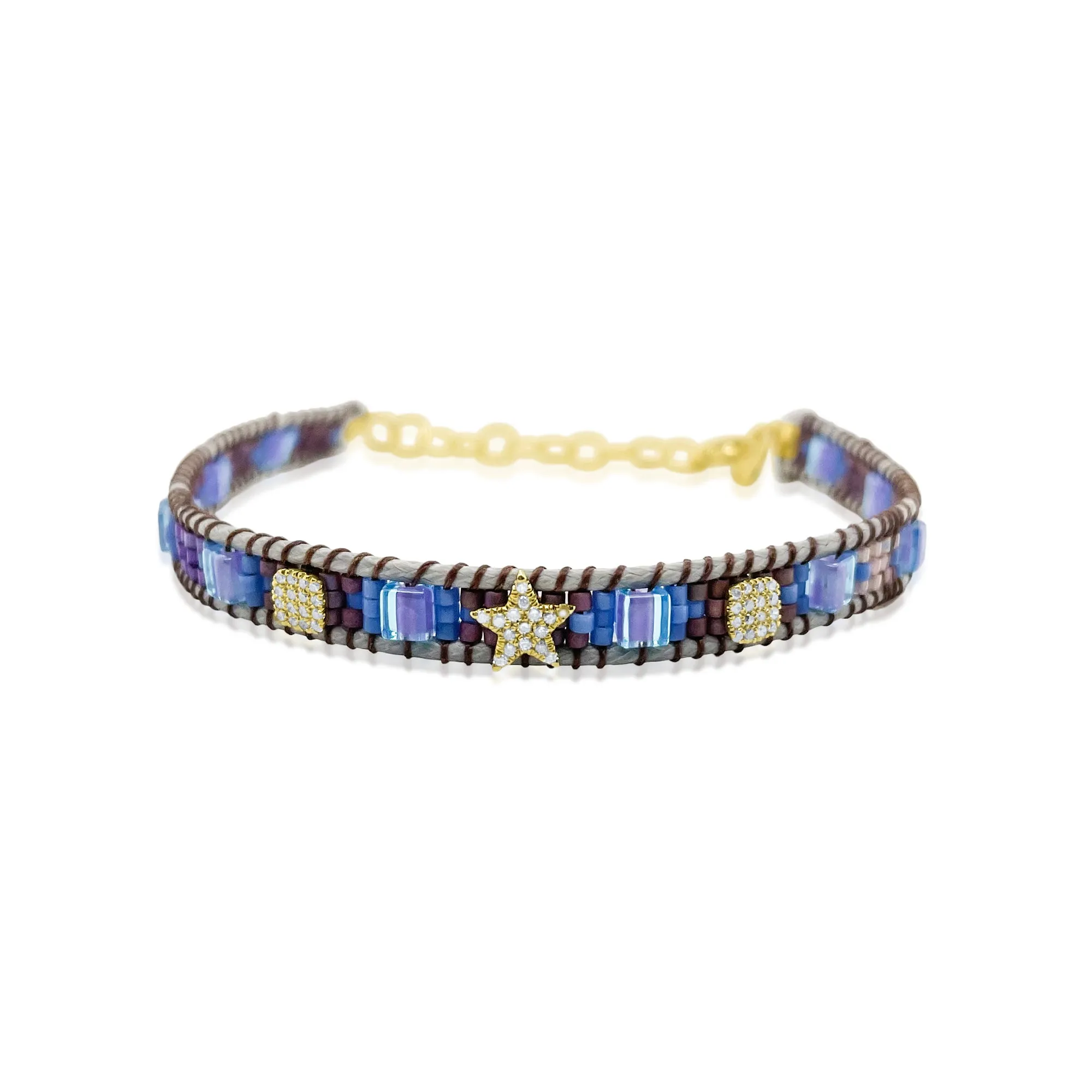 14kt Yellow Gold Silver Star Multi-Gemstone Beaded Bracelet sold by Meira T