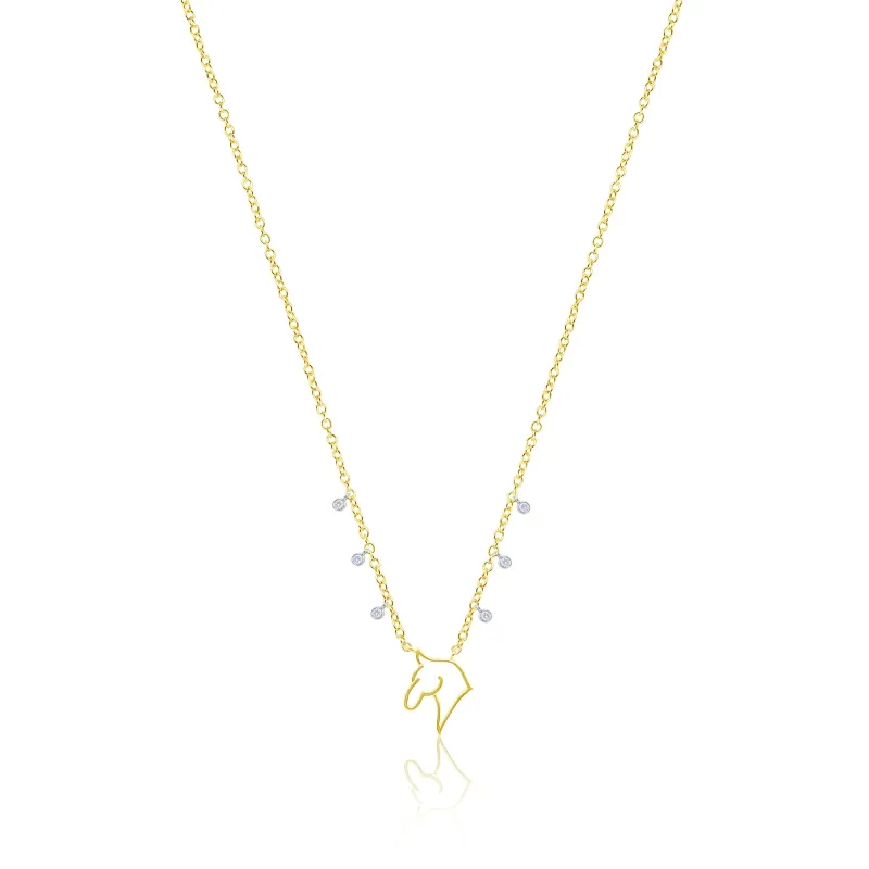 Yellow Gold Horse Necklace with Diamond Accents sold by Meira T