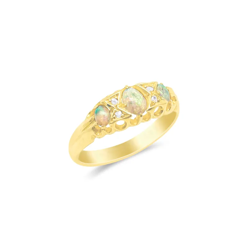Yellow Gold Opal Antique Ring Stamped in Birmingham sold by Meira T