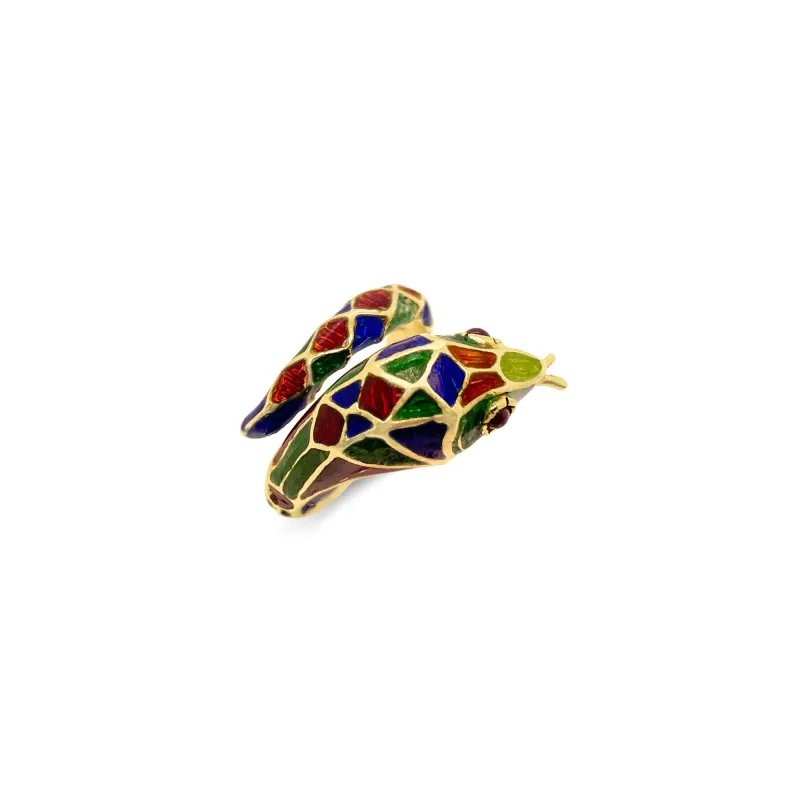 Hand Painted Enamel Serpent Ring sold by Meira T