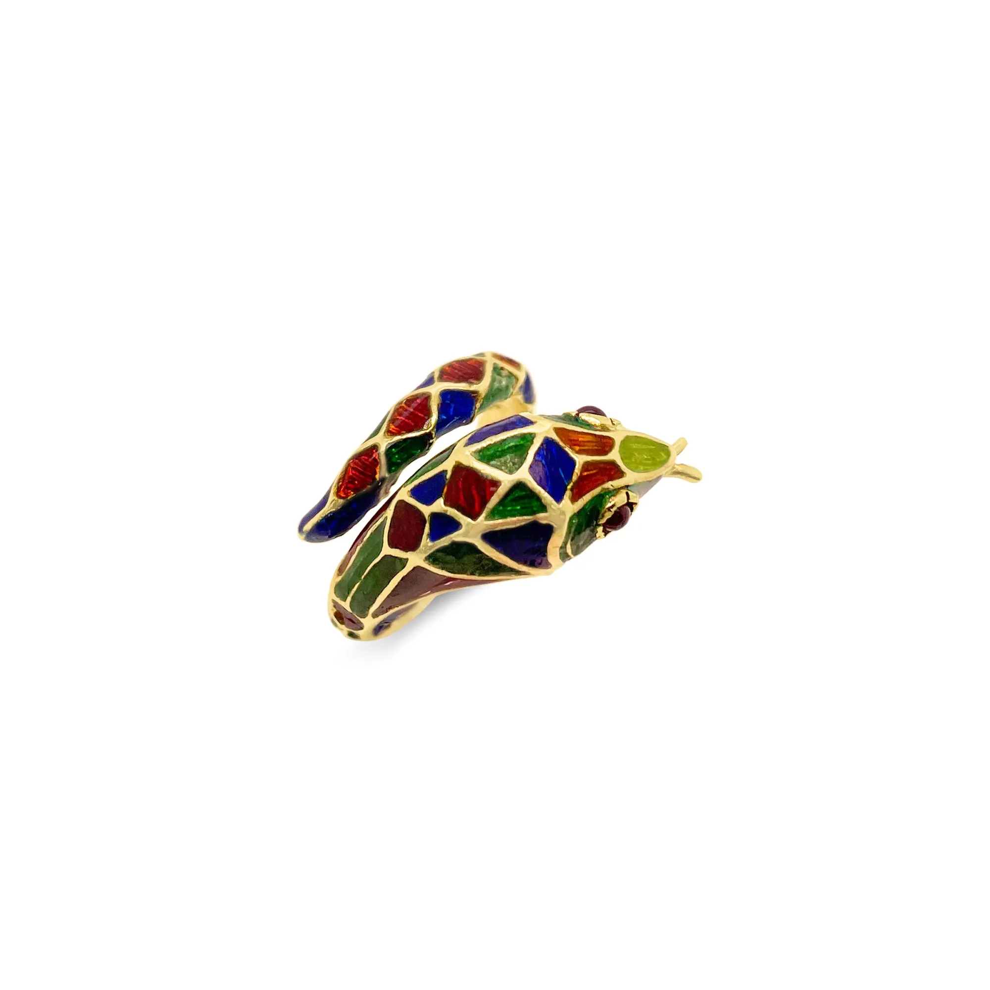 Hand Painted Enamel Serpent Ring sold by Meira T