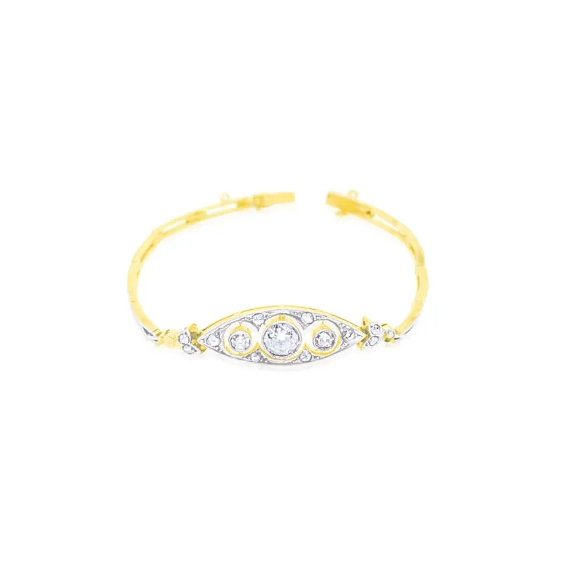 14k Diamond Filagree Antique Bracelet sold by Meira T