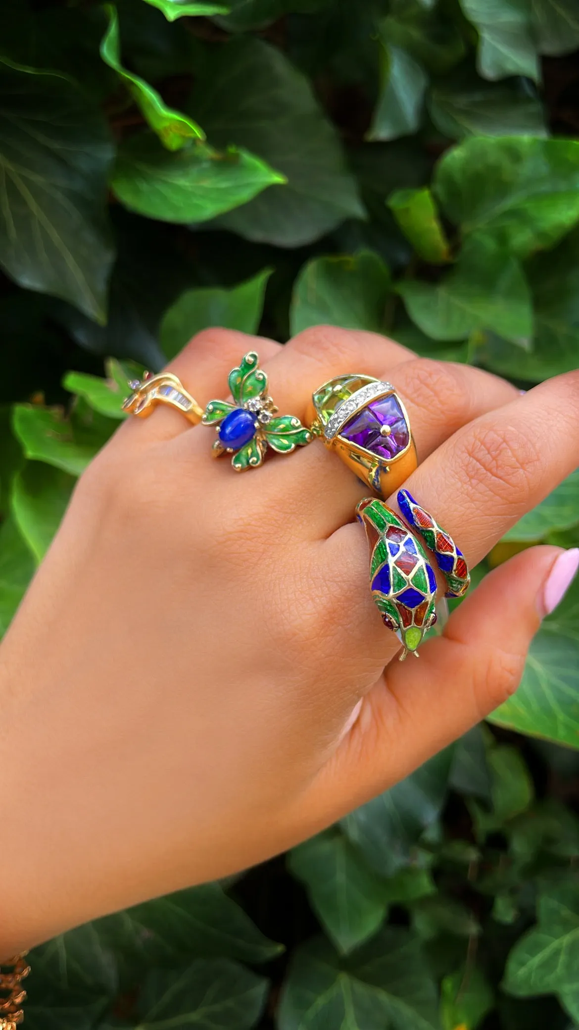 Vintage Amethyst and Peridot Gold Ring sold by Meira T product image thumbnail 3
