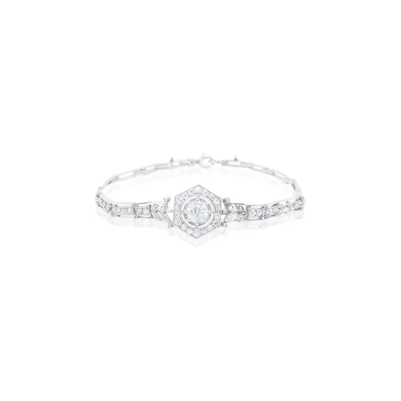 White Gold Diamond Antique Floral Bracelet sold by Meira T