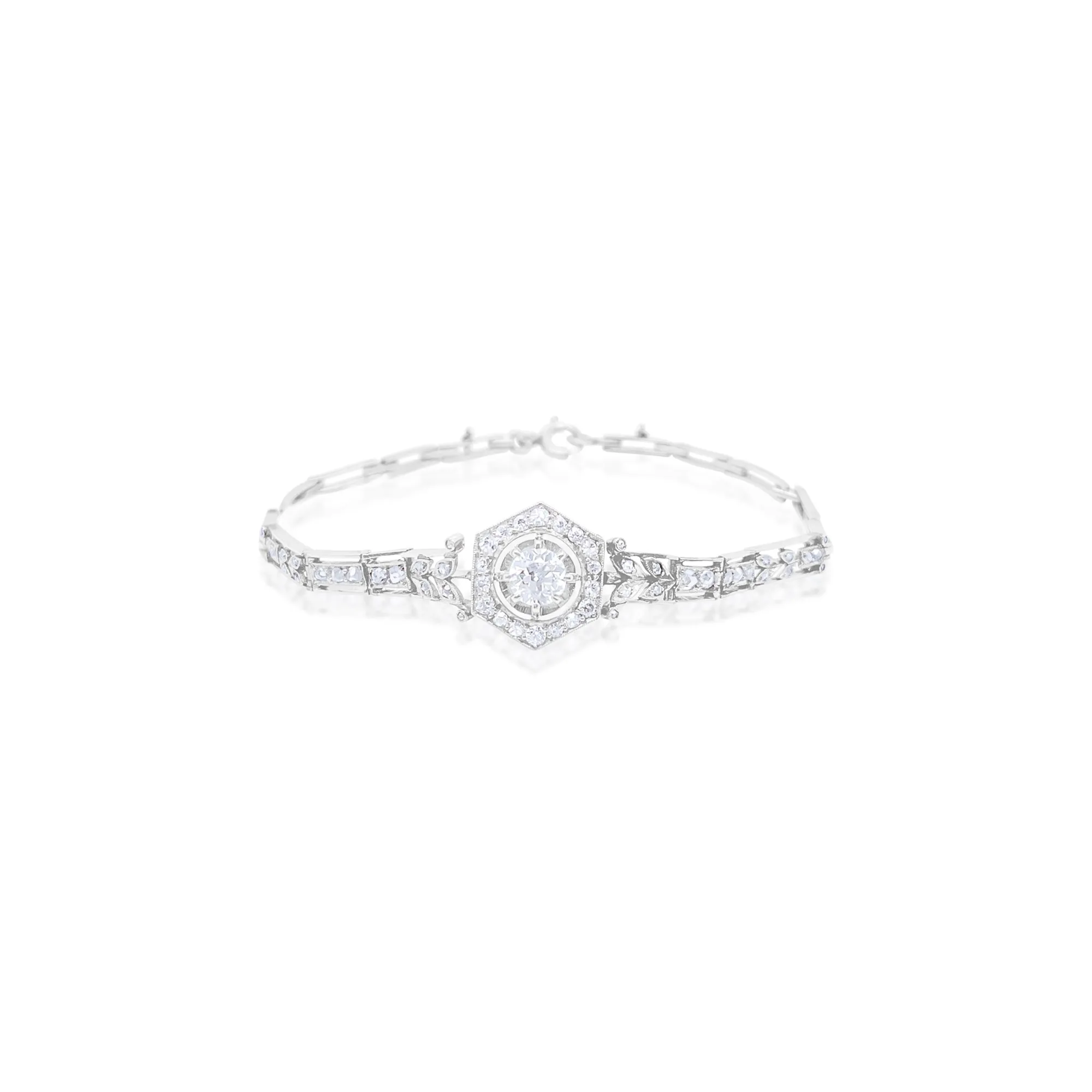 White Gold Diamond Antique Floral Bracelet sold by Meira T