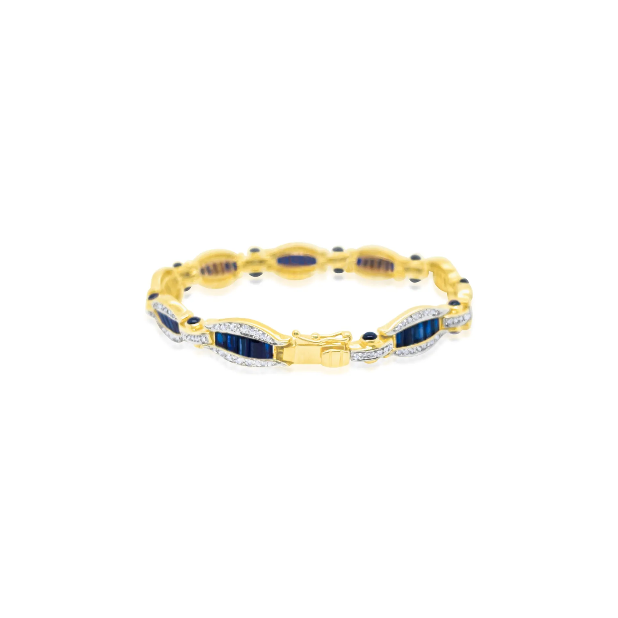 Yellow Gold Sapphire Baguette Diamond Bracelet sold by Meira T product image thumbnail 2