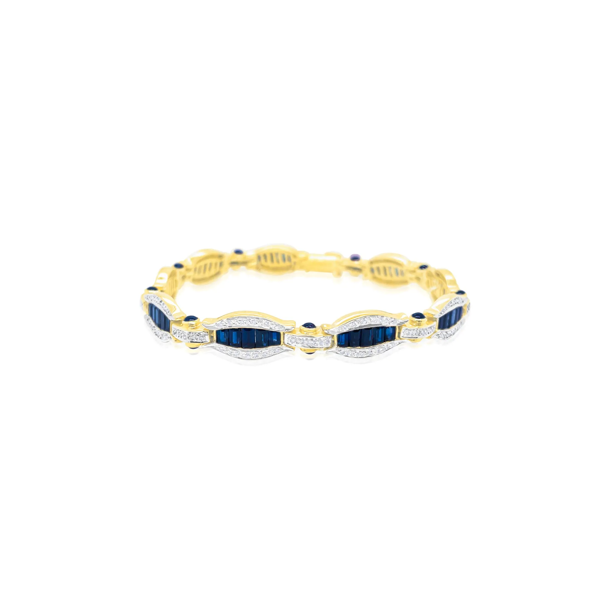 Yellow Gold Sapphire Baguette Diamond Bracelet sold by Meira T