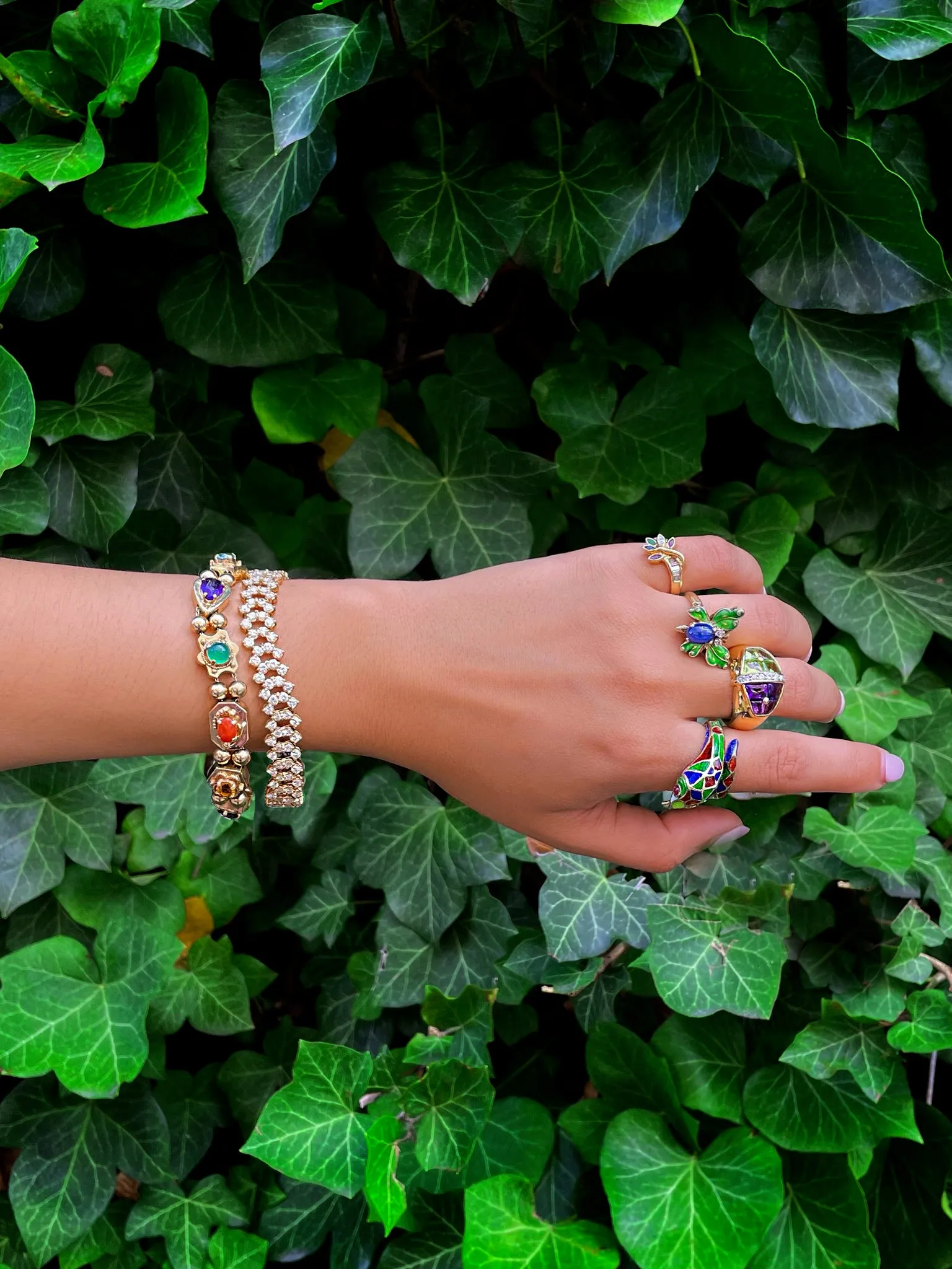 Heavy Yellow gold Rainbow Charm Bracelet sold by Meira T product image thumbnail 3