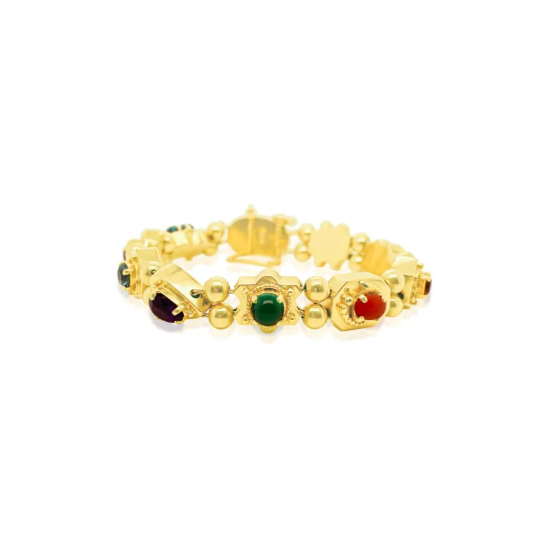 Heavy Yellow gold Rainbow Charm Bracelet made by Meira T