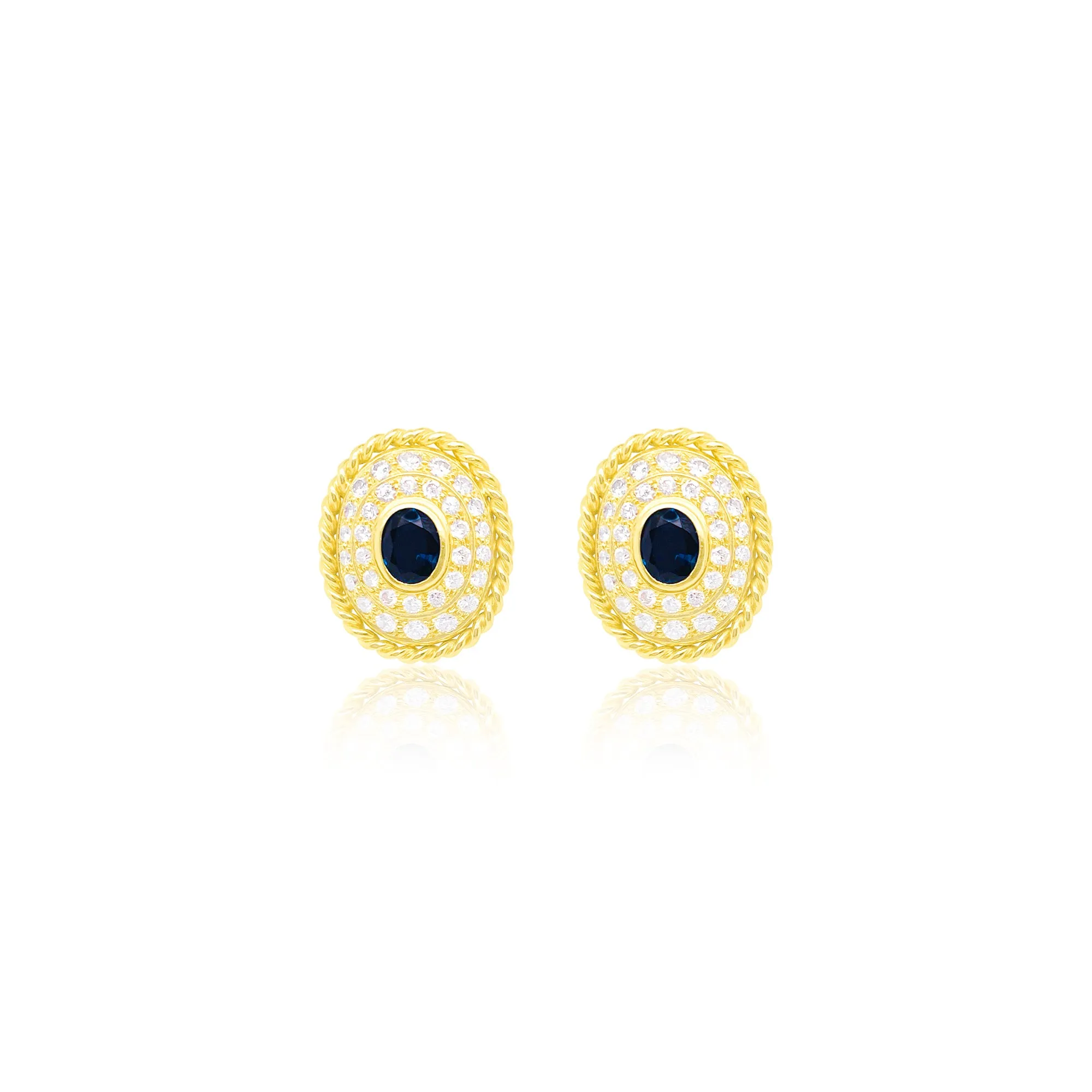 Yellow Gold Sapphire and Diamond Yellow Gold Studs sold by Meira T