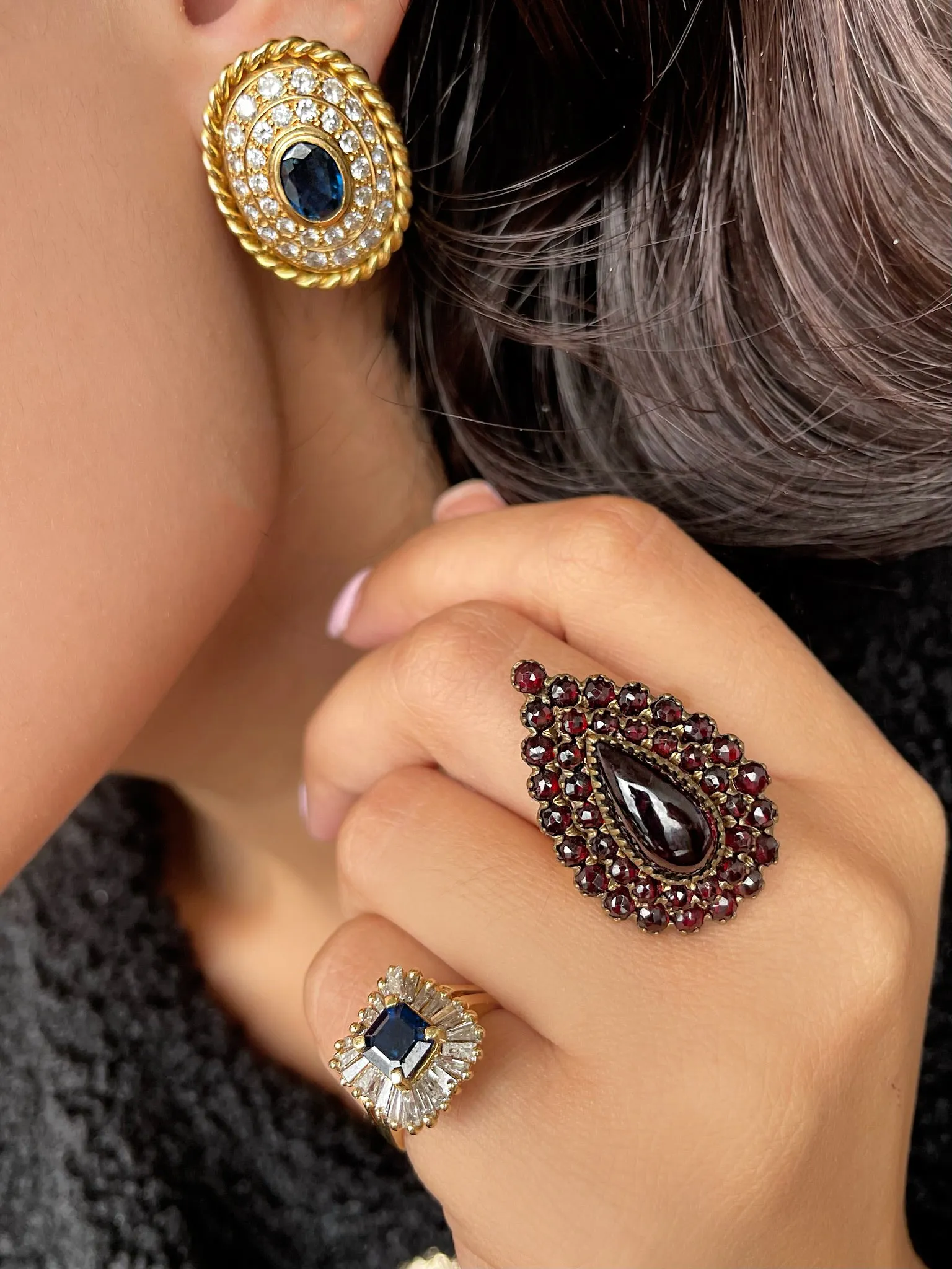 Yellow Gold Sapphire and Diamond Yellow Gold Studs sold by Meira T product image thumbnail 2