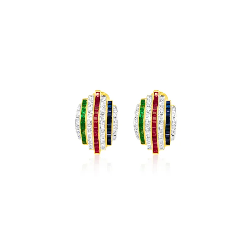 18k Diamond Ruby and Emerald Earrings sold by Meira T