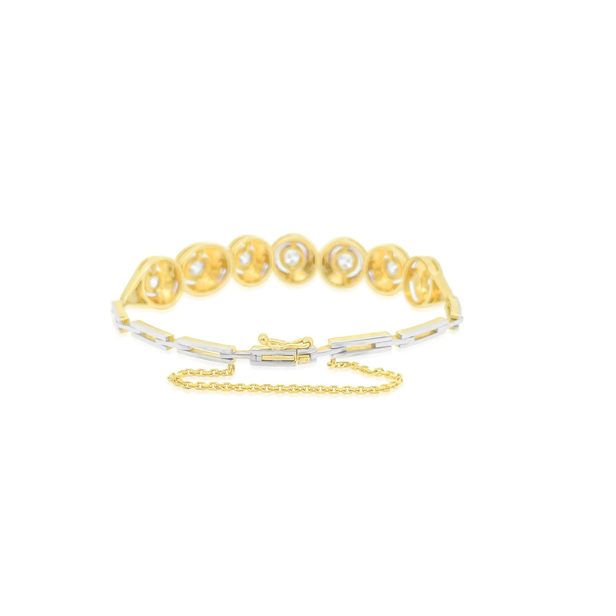 White and Yellow Gold Antique Bezel and Diamond Bracelet 18kt sold by Meira T product image thumbnail 2