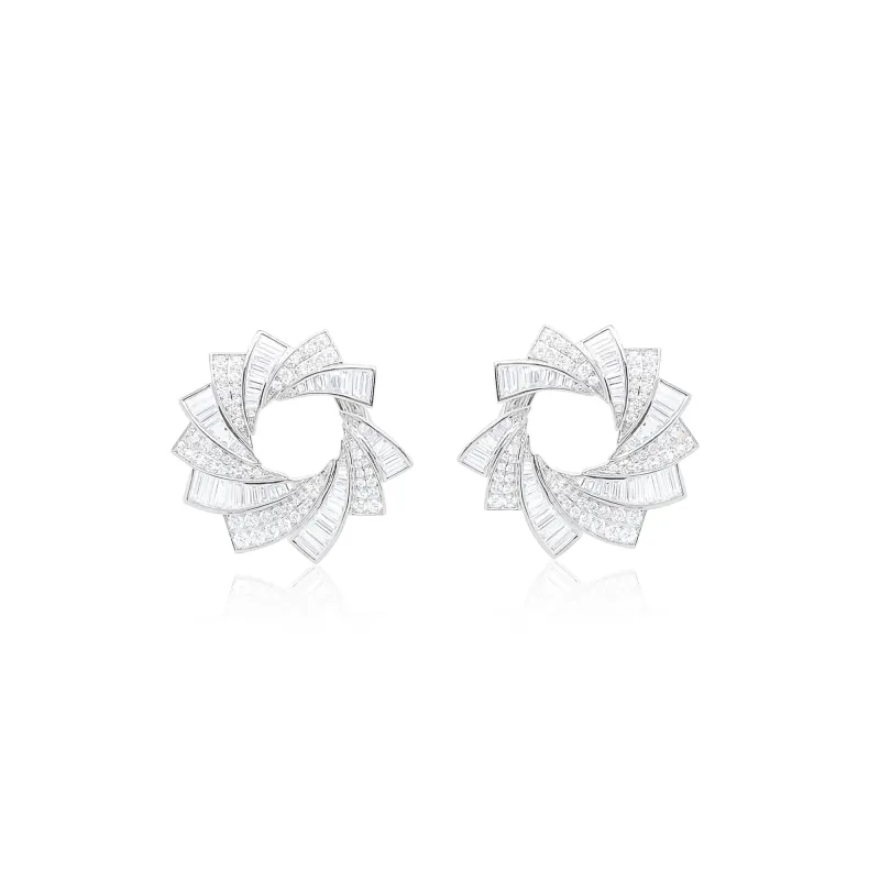 Radiant Spiral Diamond Earrings sold by Meira T
